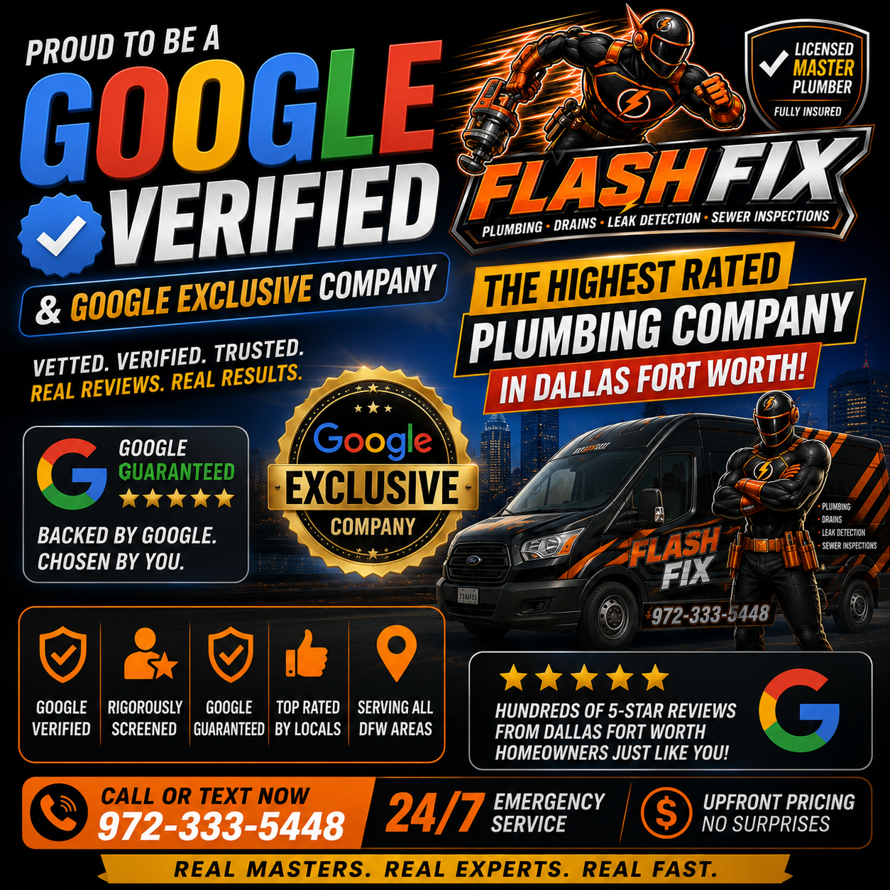 “Google verified Texas Master Plumber providing plumbing, sewer inspections, and leak detection services in Dallas Fort Worth TX”