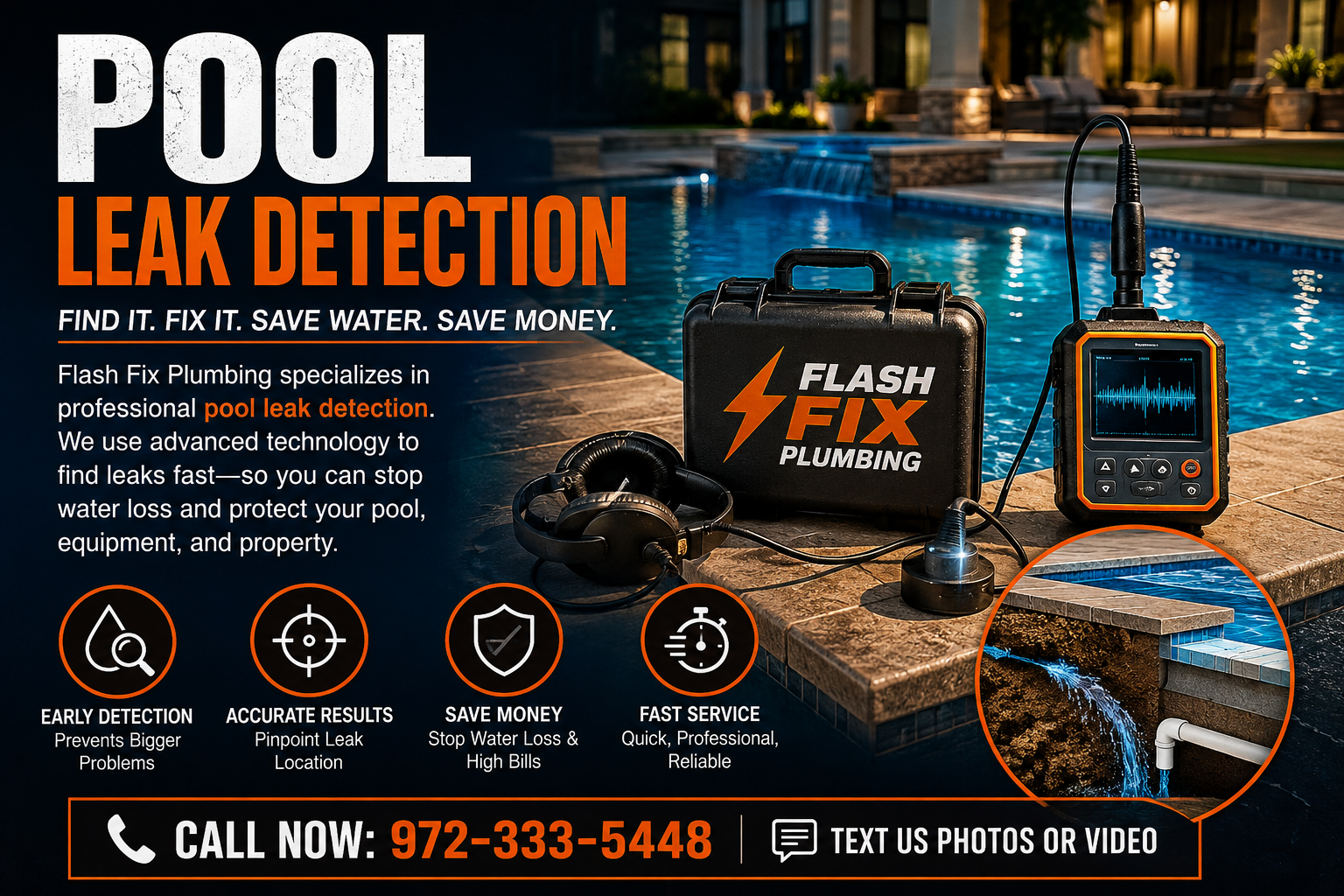 Swimming pool leak detection service in Allen Texas