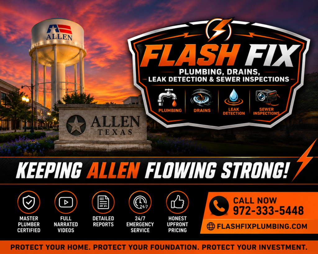 “Texas Master Plumber performing sewer camera inspection and underground plumbing diagnostics in Allen TX”