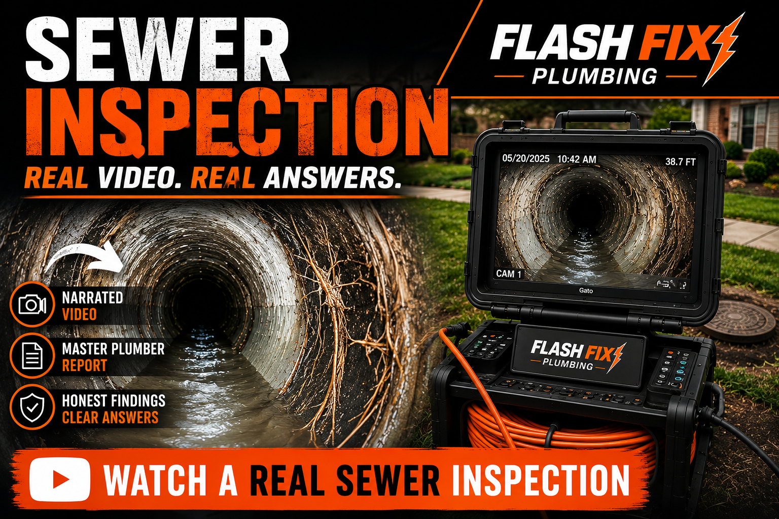 Certified sewer inspection service in Allen Texas by Flash Fix Plumbing