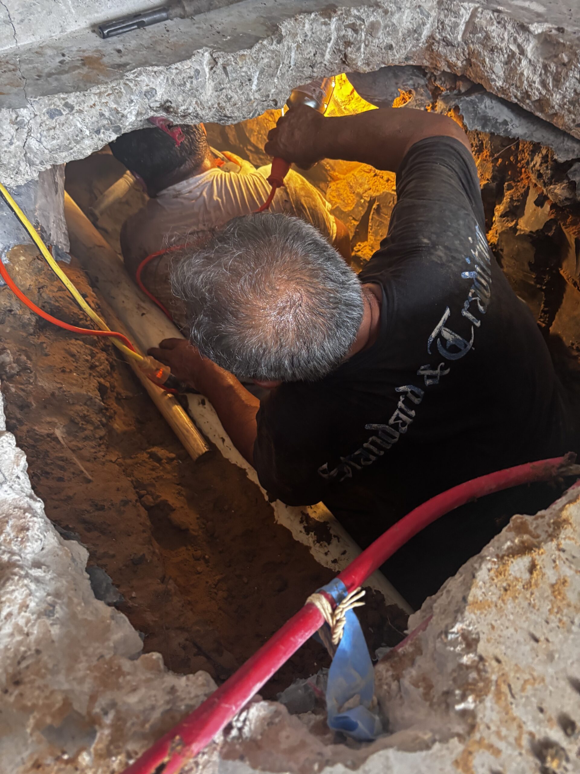 Sewer line replacement under garage floor in The Colony Texas